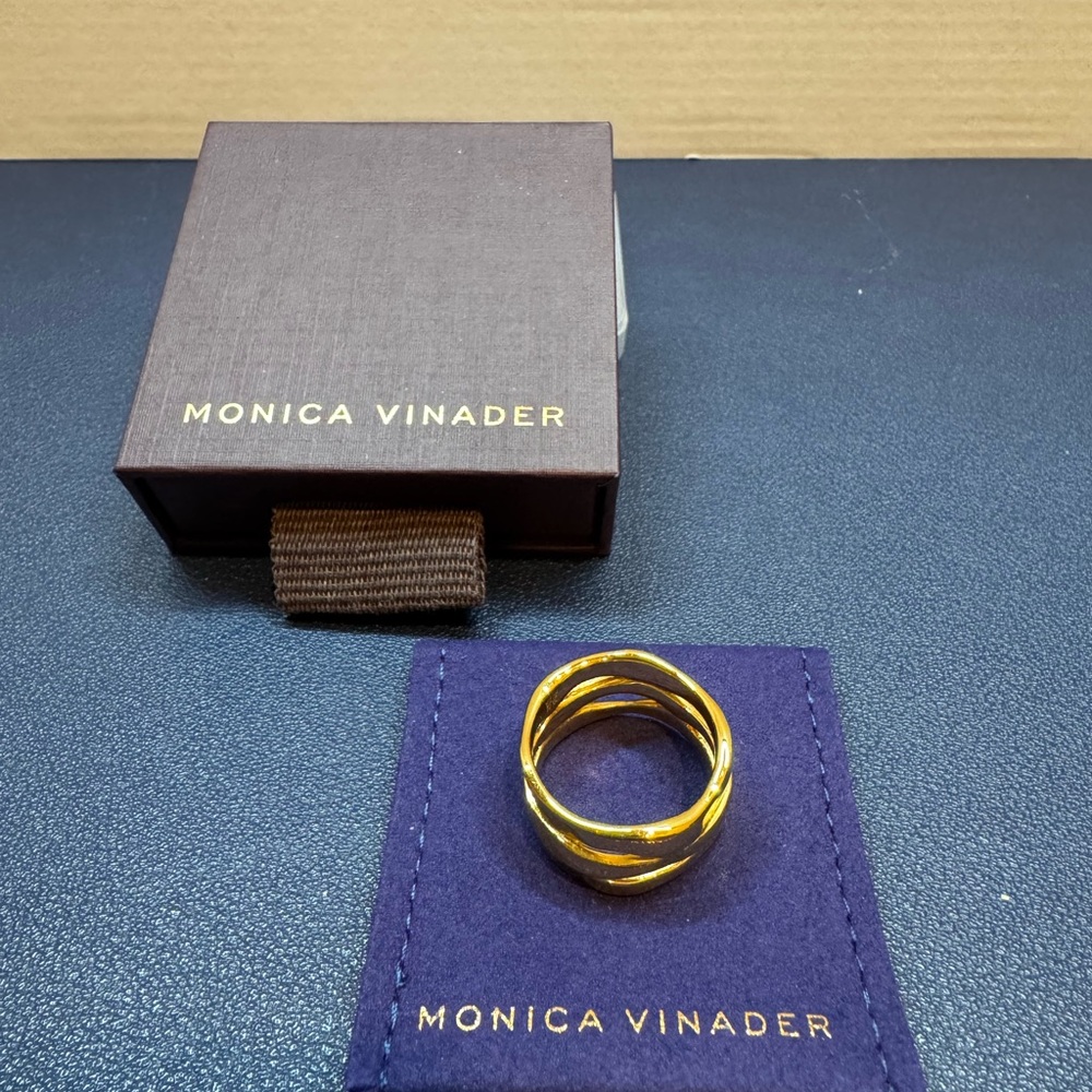 Monica Vinader 18k Vermeil Gold Wave Triple Band Ring - Picture 2 of 6